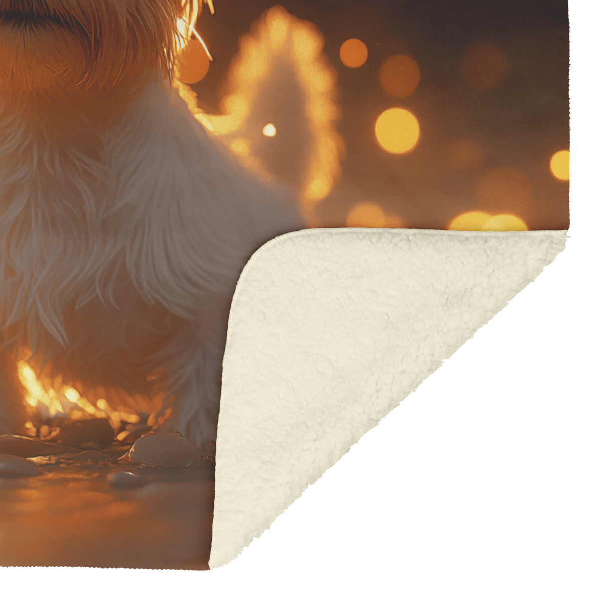 Parson Russell Terrier Standing on Beach Surrounded by Shimmering Golden Sand and Radiant Reflections Fleece Sherpa Blanket - Awakening Righteousness