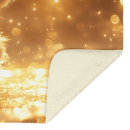 Parson Russell Terrier Standing on Beach Surrounded by Shimmering Golden Sand and Radiant Reflections Fleece Sherpa Blanket - Awakening Righteousness