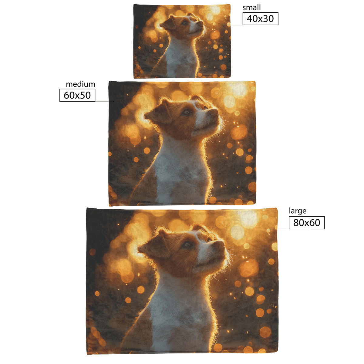 Parson Russell Terrier With Glowing Fur Sitting Under Tree Surrounded by Shimmering Textures and Light Trails Fleece Sherpa Blanket - Awakening Righteousness