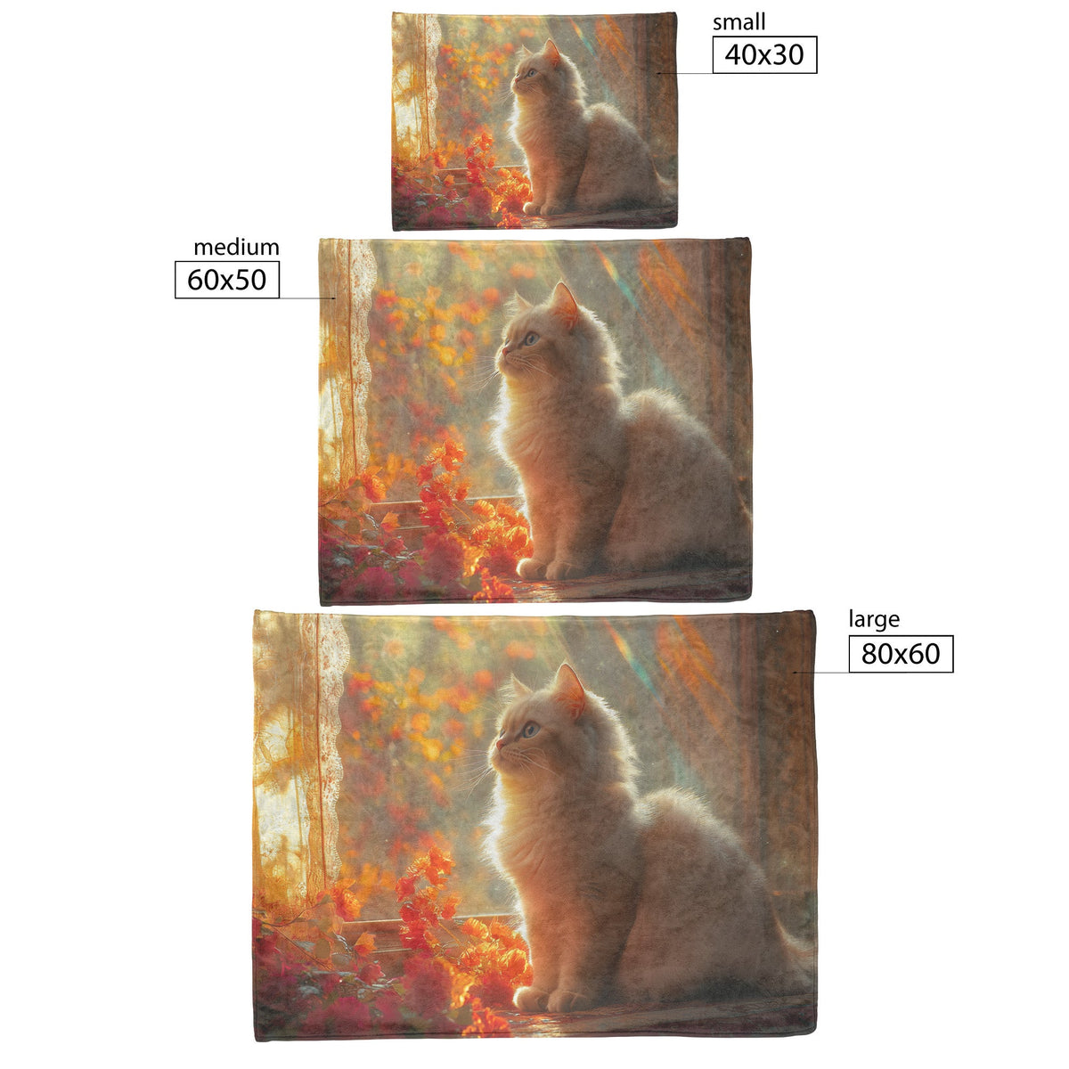 Persian Cat Relaxing in Ornate Sunlit Room Surrounded by Colorful Glowing Drapes Fleece Sherpa Blanket - Awakening Righteousness