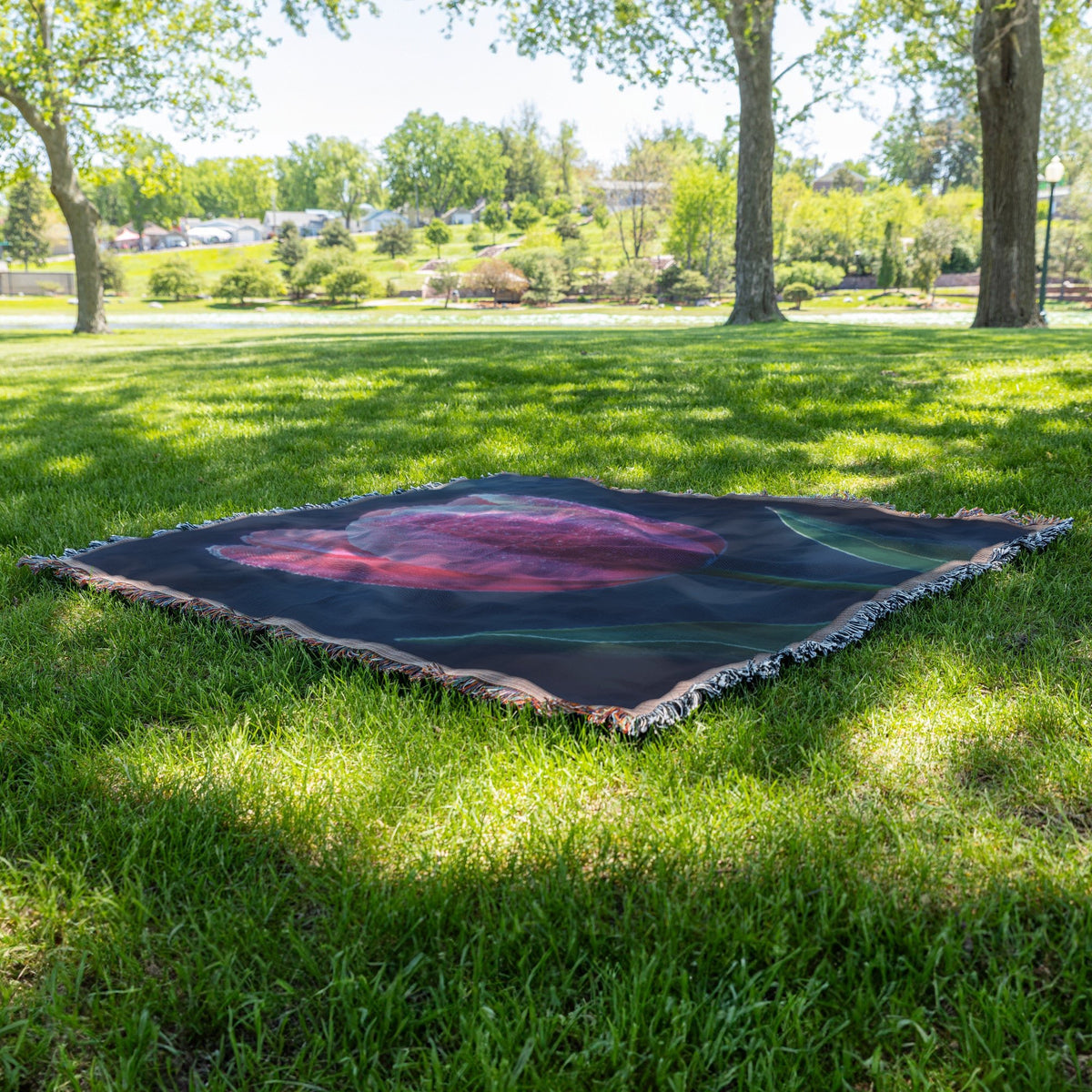 Pink Tulip Woven Throw Blanket Dew Kissed Bloom Elegant Floral Art Design for Cozy Home Decor or Thoughtful Gift - Awakening Righteousness