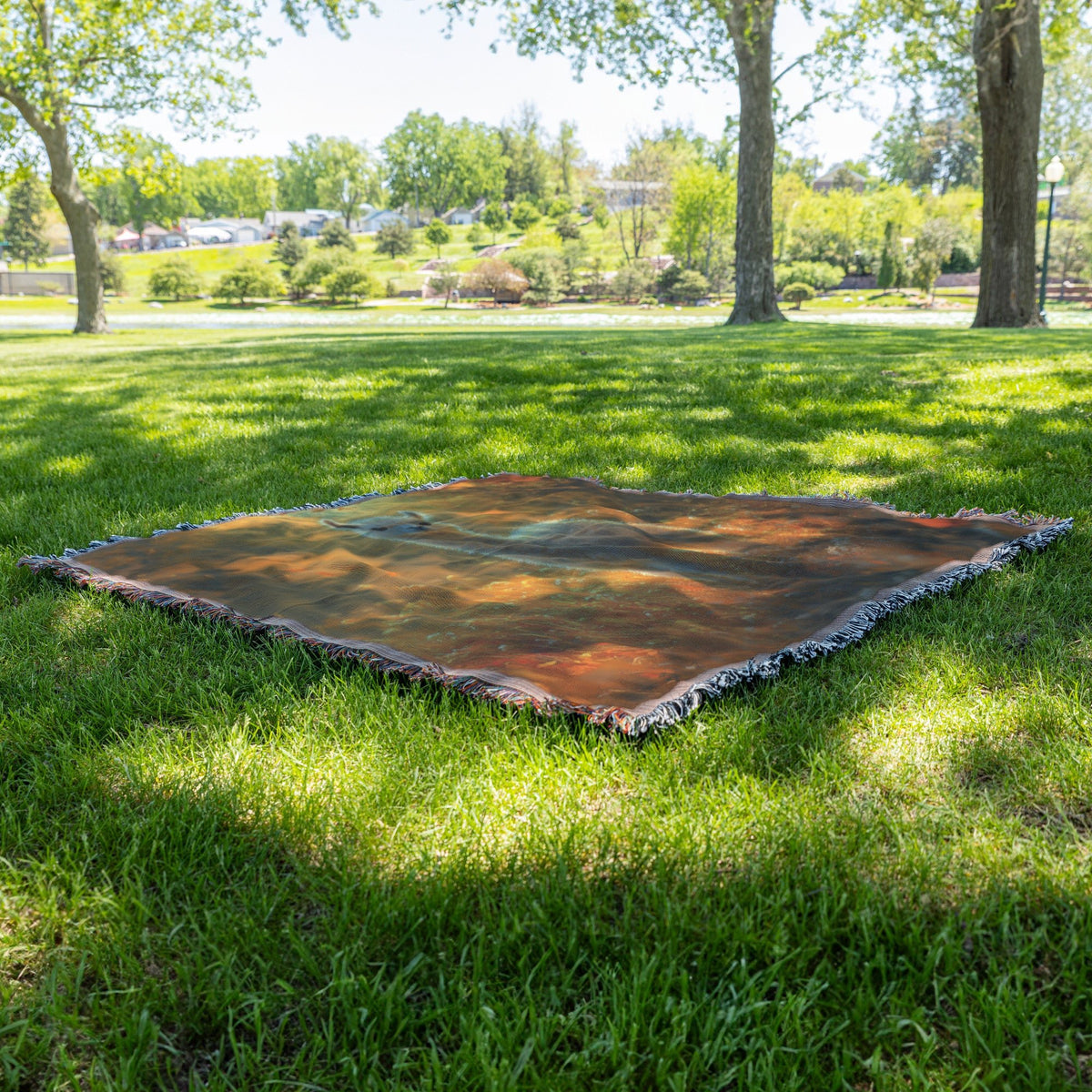 Playful Llama Woven Throw Blanket on Glowing Autumn Hillside with Golden Grass and Warm Sunlight - Awakening Righteousness