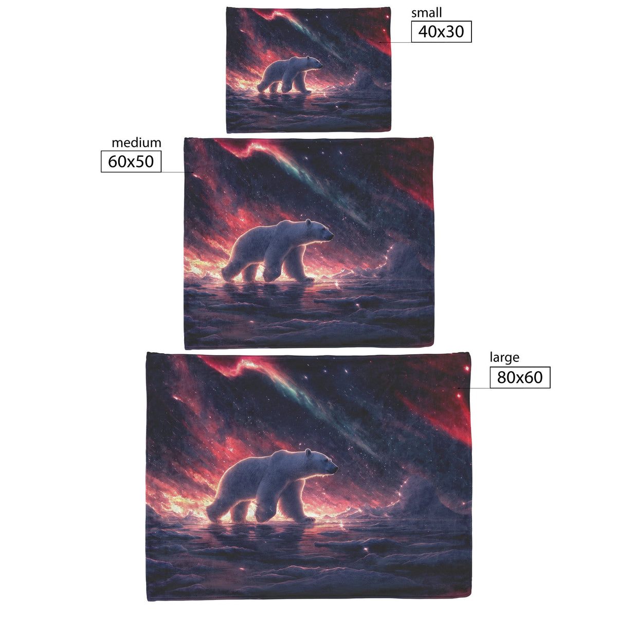 Polar Bear Walking Across Glowing Icy Plains Beneath Vibrant Aurora Borealis Sky Fleece Sherpa Blanket Cozy and Soft - Awakening Righteousness