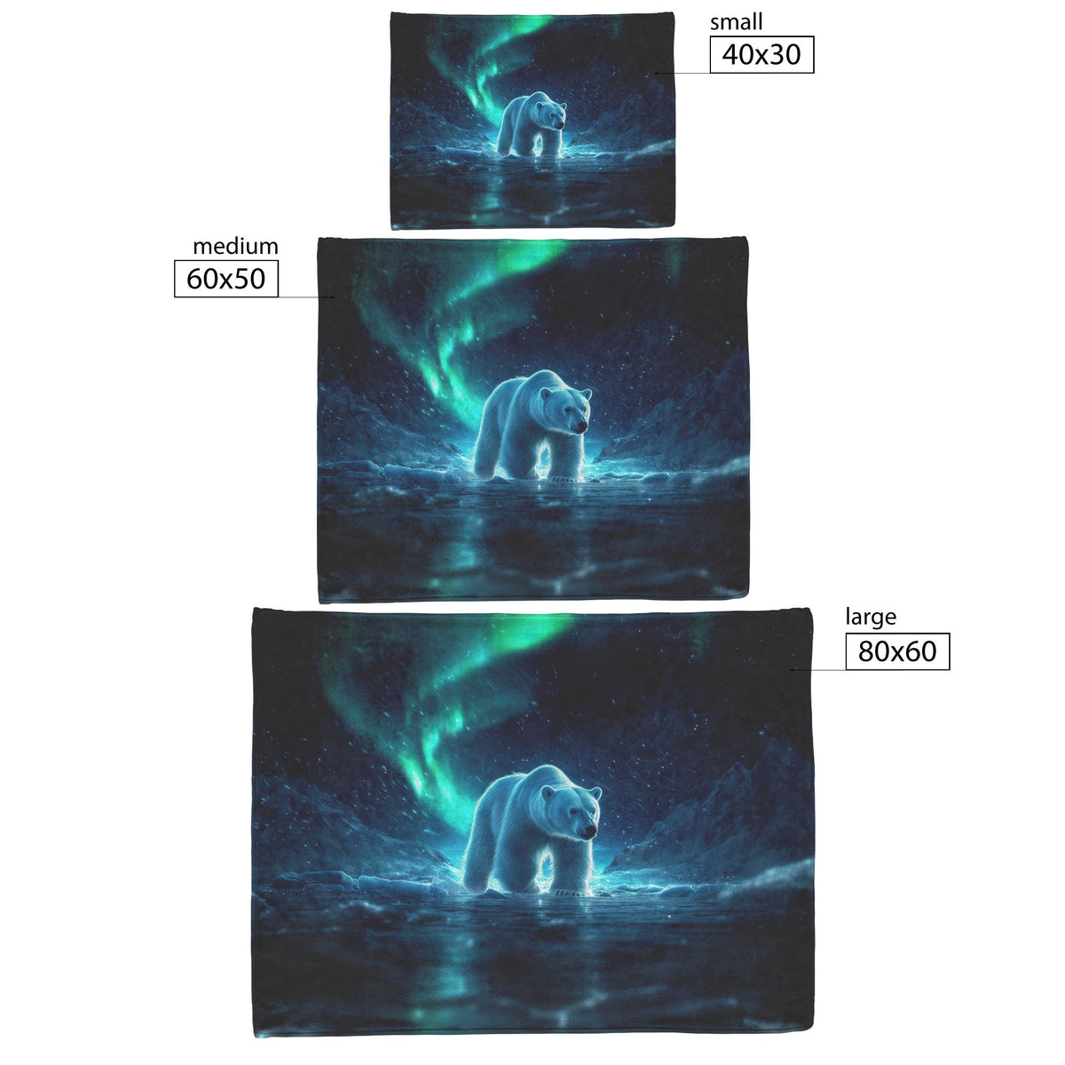 Polar Bear Walking Across Glowing Icy Plains Beneath Vibrant Aurora Borealis Sky Fleece Sherpa Blanket Cozy and Soft - Awakening Righteousness