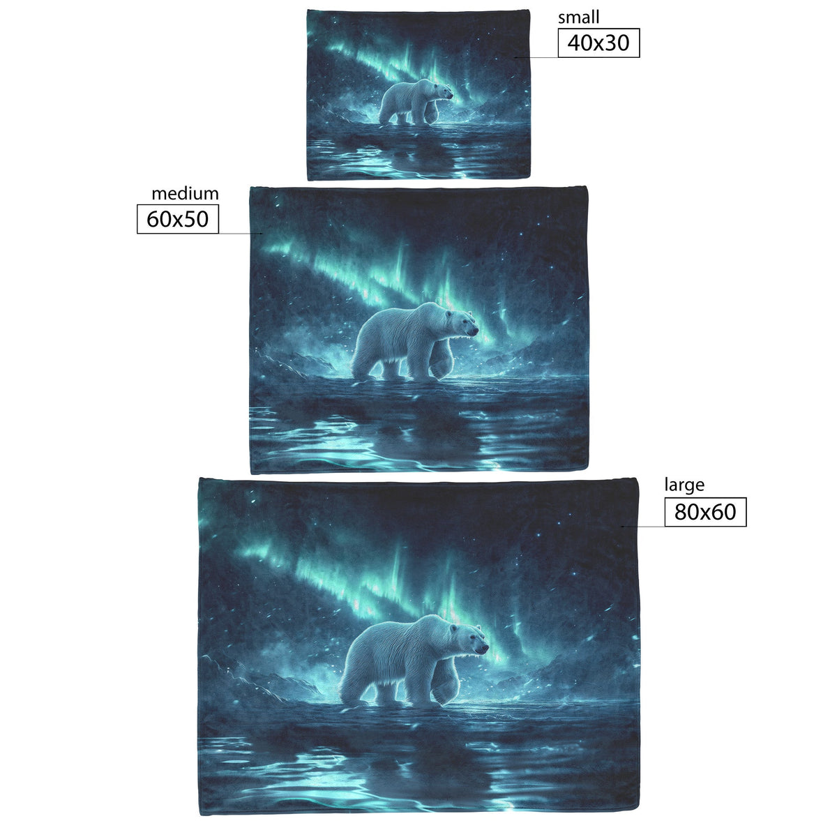 Polar Bear Walking Across Glowing Icy Plains Beneath Vibrant Aurora Borealis Sky Fleece Sherpa Blanket Cozy and Soft - Awakening Righteousness