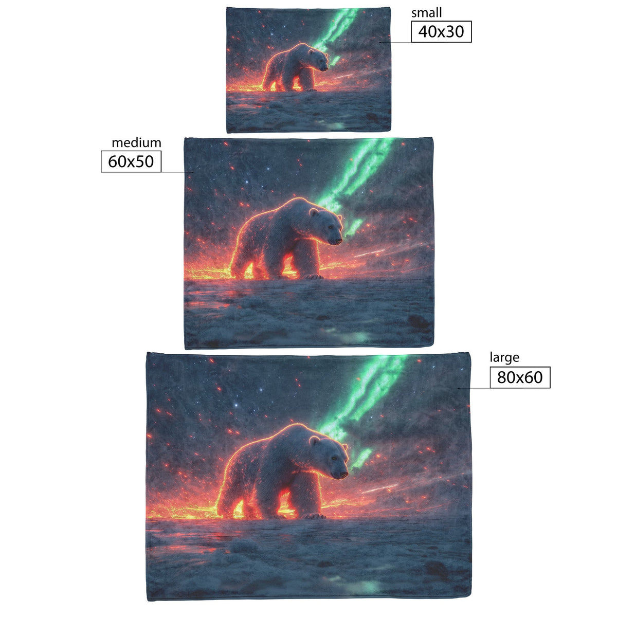 Polar Bear Walking Across Glowing Icy Plains Beneath Vibrant Aurora Borealis Sky Fleece Sherpa Blanket Cozy and Soft - Awakening Righteousness