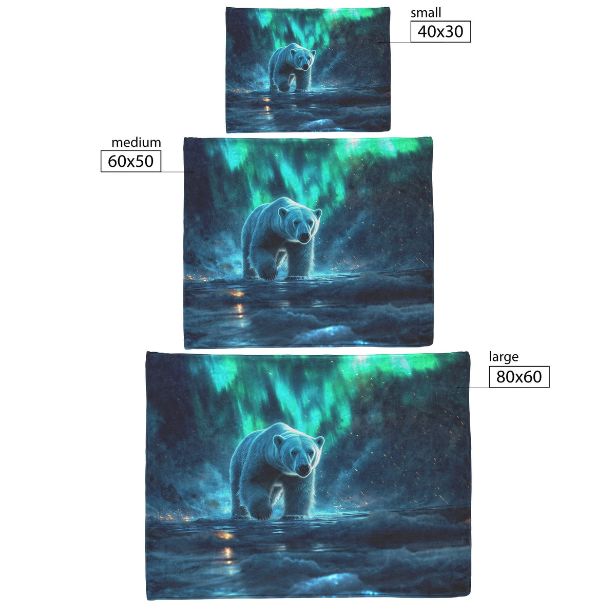 Polar Bear Walking Across Glowing Icy Plains Beneath Vibrant Aurora Borealis Sky Fleece Sherpa Blanket Cozy and Soft - Awakening Righteousness