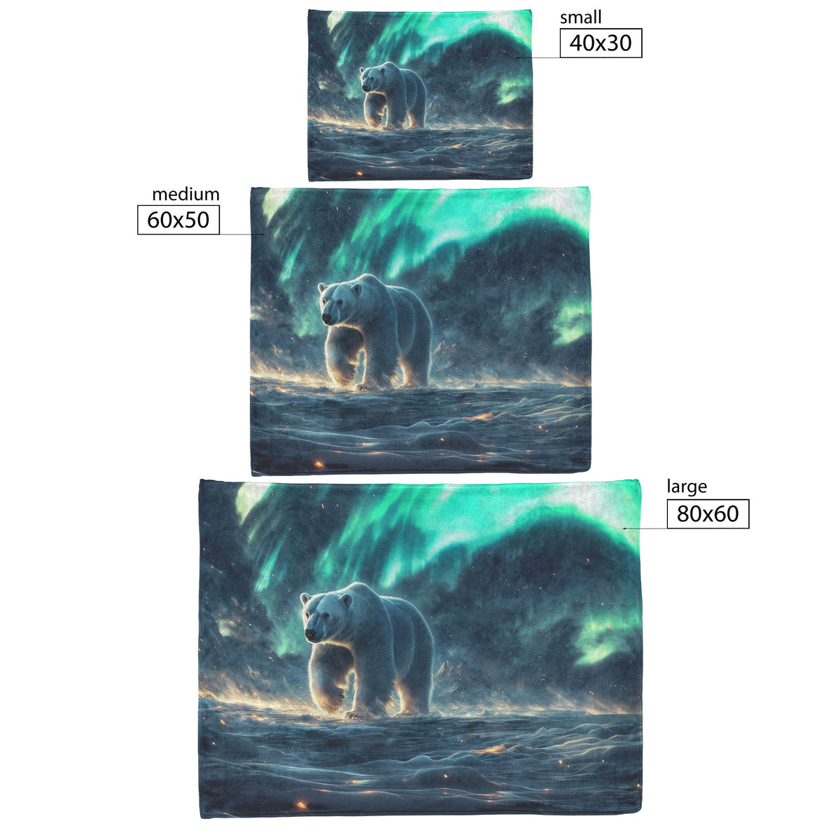 Polar Bear Walking Across Glowing Icy Plains Beneath Vibrant Aurora Borealis Sky Fleece Sherpa Blanket Cozy and Soft - Awakening Righteousness