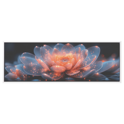 Polygonal Floral Patterns Reflective Glass Petals Glowing Cores Panoramic Framed Canvas Wall Art Decor - Awakening Righteousness