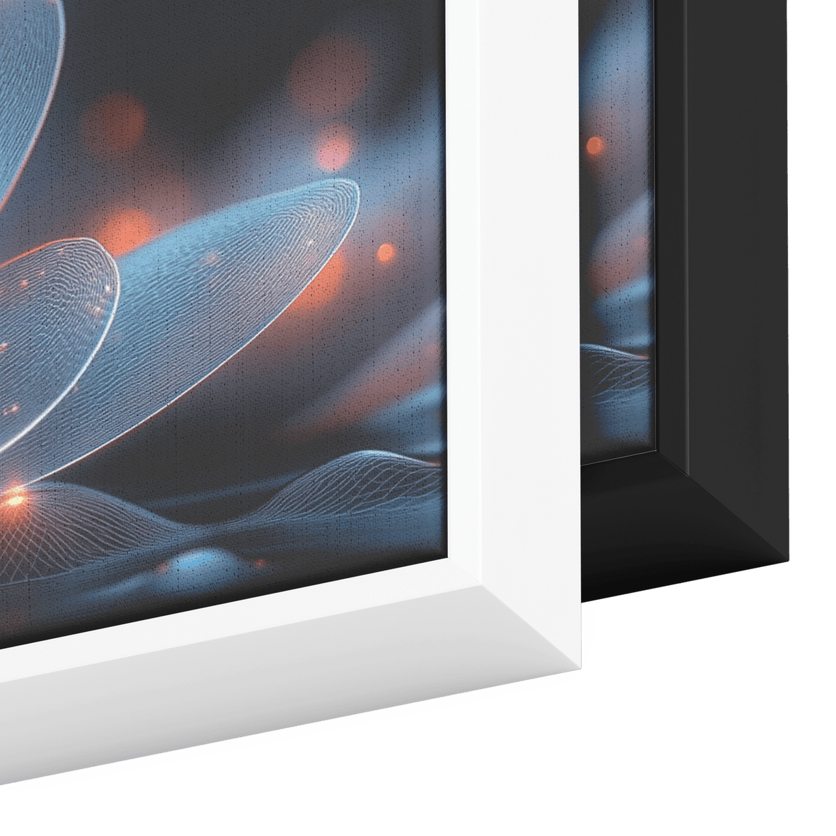Polygonal Floral Patterns Reflective Glass Petals Glowing Cores Panoramic Framed Canvas Wall Art Decor - Awakening Righteousness