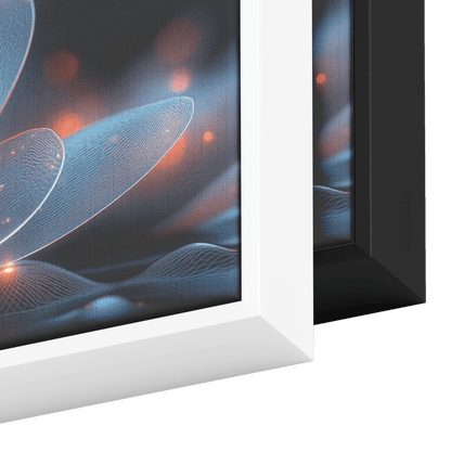 Polygonal Floral Patterns Reflective Glass Petals Glowing Cores Panoramic Framed Canvas Wall Art Decor - Awakening Righteousness