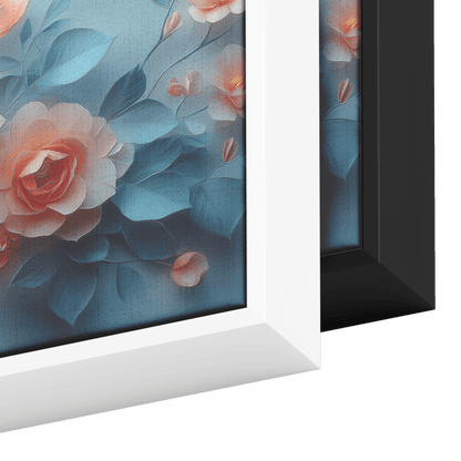 Polygonal Floral Patterns Soft Pastel Gradients Crystal Clear Outlines Panoramic Framed Canvas Wall Art Decor - Awakening Righteousness