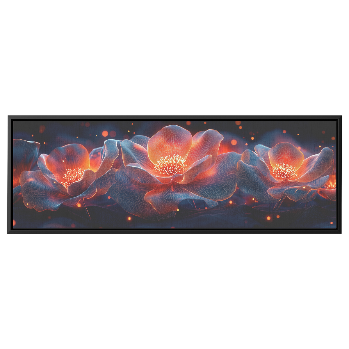 Polygonal Floral Patterns Vibrant Fractal Inspired Shapes Panoramic Framed Canvas Wall Art for Home and Office - Awakening Righteousness