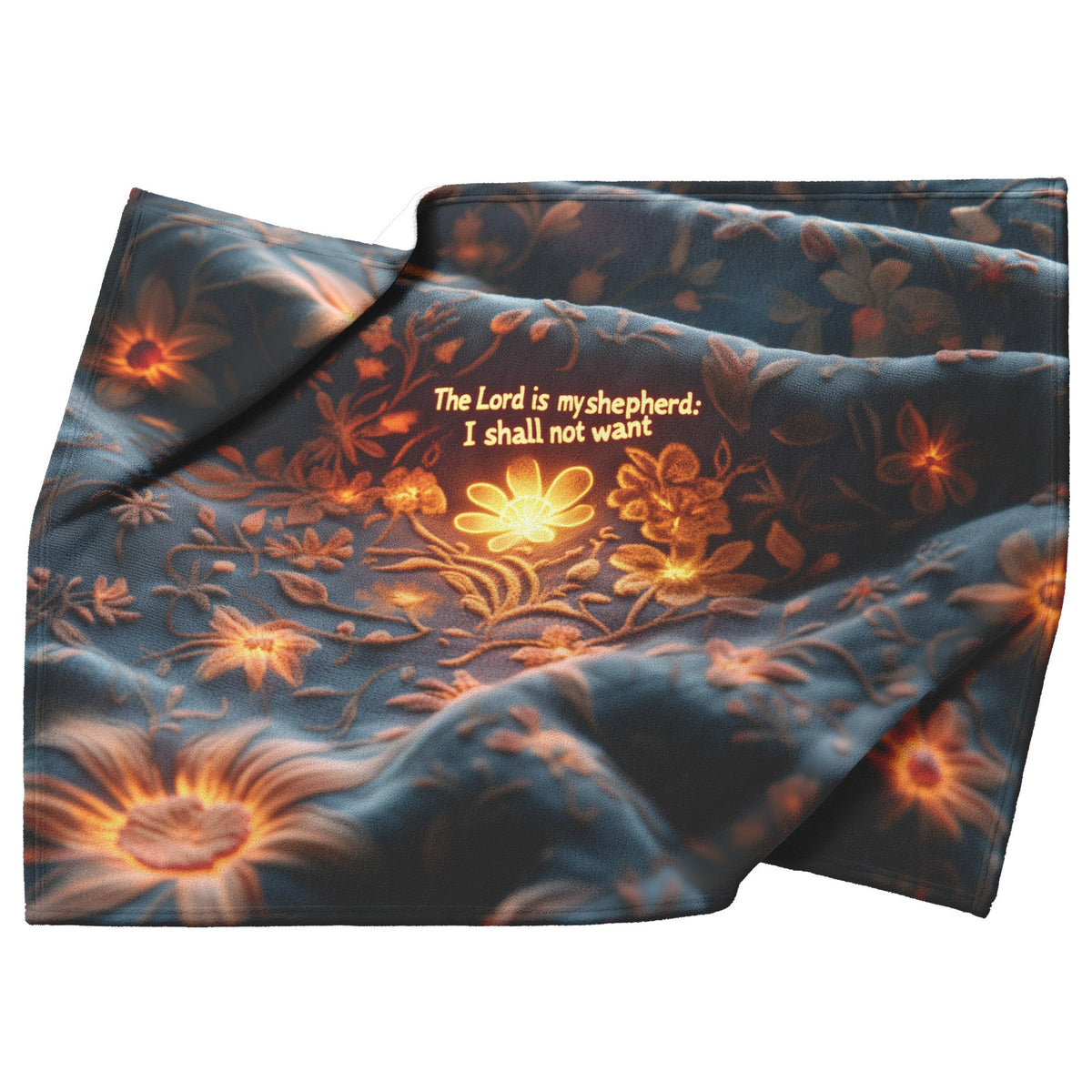 Psalm 23 The Lord Is My Shepherd Fleece Sherpa Blanket Floral Christian Art Cozy Inspirational Home Decor Gift - Awakening Righteousness