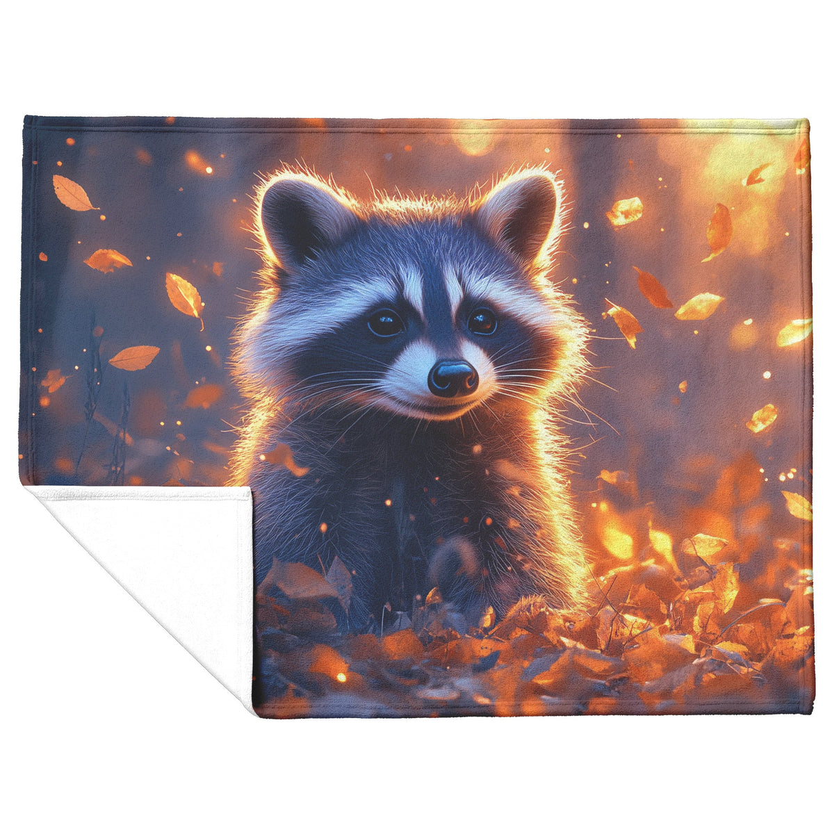 Raccoon Peeking from Glowing Grass in Twilight Forest Intricate Fur Luminous Highlights Fleece Sherpa Blanket - Awakening Righteousness