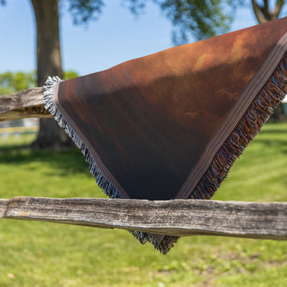 Radiant Cross in Glowing Sky Woven Throw Blanket for Inspirational Christian Home Decor and Cozy Comfort - Awakening Righteousness