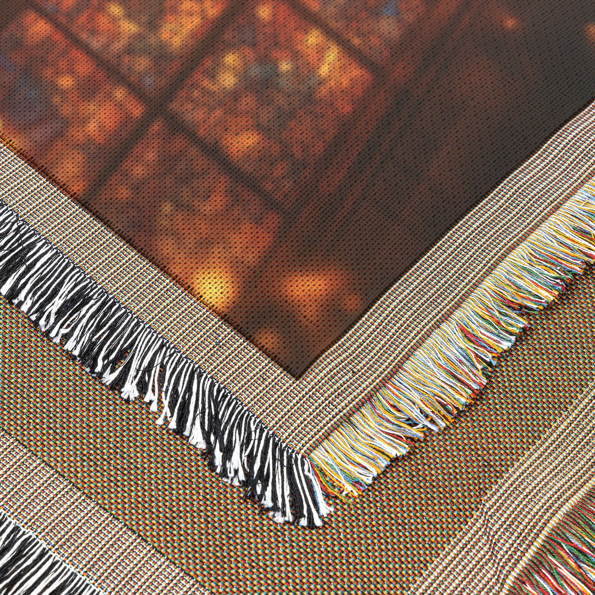 Radiant Cross Stained Glass Woven Throw Blanket Illuminated Design Perfect for Christian Home and Faithful Decor - Awakening Righteousness