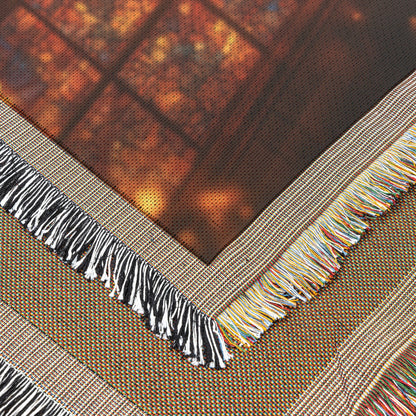 Radiant Cross Stained Glass Woven Throw Blanket Illuminated Design Perfect for Christian Home and Faithful Decor - Awakening Righteousness