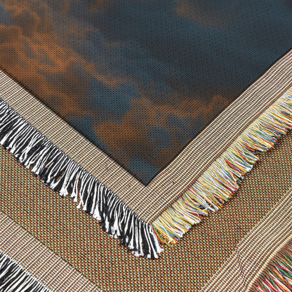 Radiant Full Moon Above Glowing Clouds Woven Throw Blanket - Awakening Righteousness