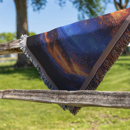 Radiant Tree of Life with Glowing Roots Woven Throw Blanket for Inspirational Home Decor and Cozy Comfort - Awakening Righteousness