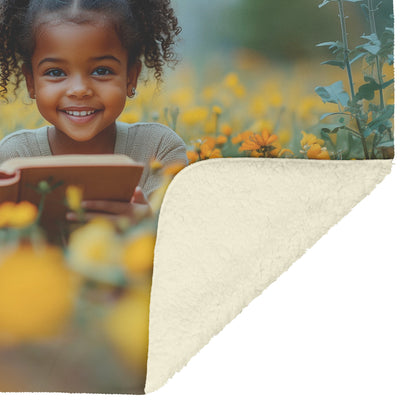 Rainbow Joy Floral Bliss Fleece Sherpa Blanket Cheerful Children Nature Inspired Design - Awakening Righteousness