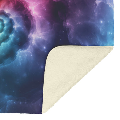 Rainbow Tie Dye Spiral with Bright Hues and Shimmering Light Trails Fleece Sherpa Blanket - Awakening Righteousness