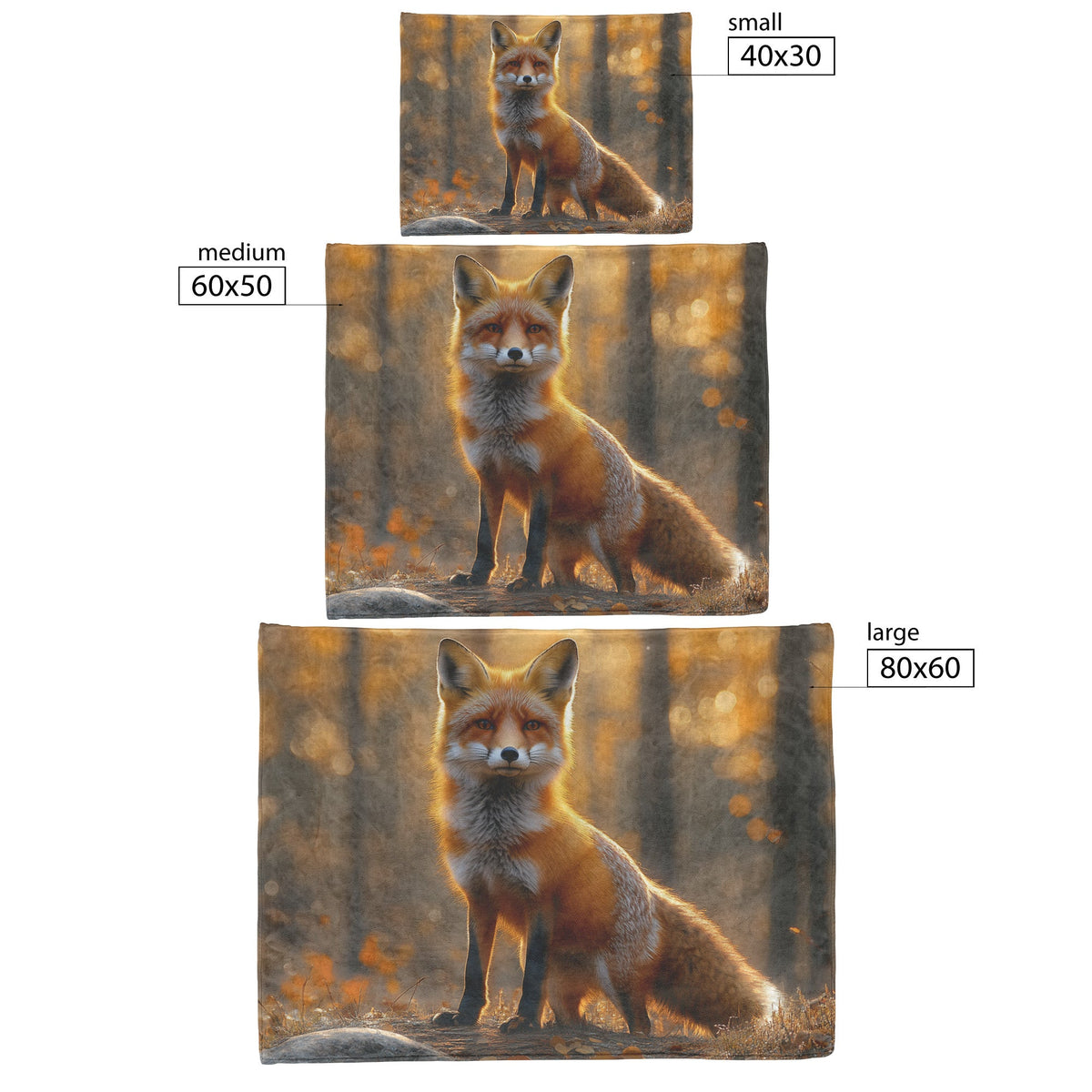 Red Fox on Forest Trail Glowing Fur in Golden Morning Sunlight Mist and Trees Fleece Sherpa Blanket - Awakening Righteousness