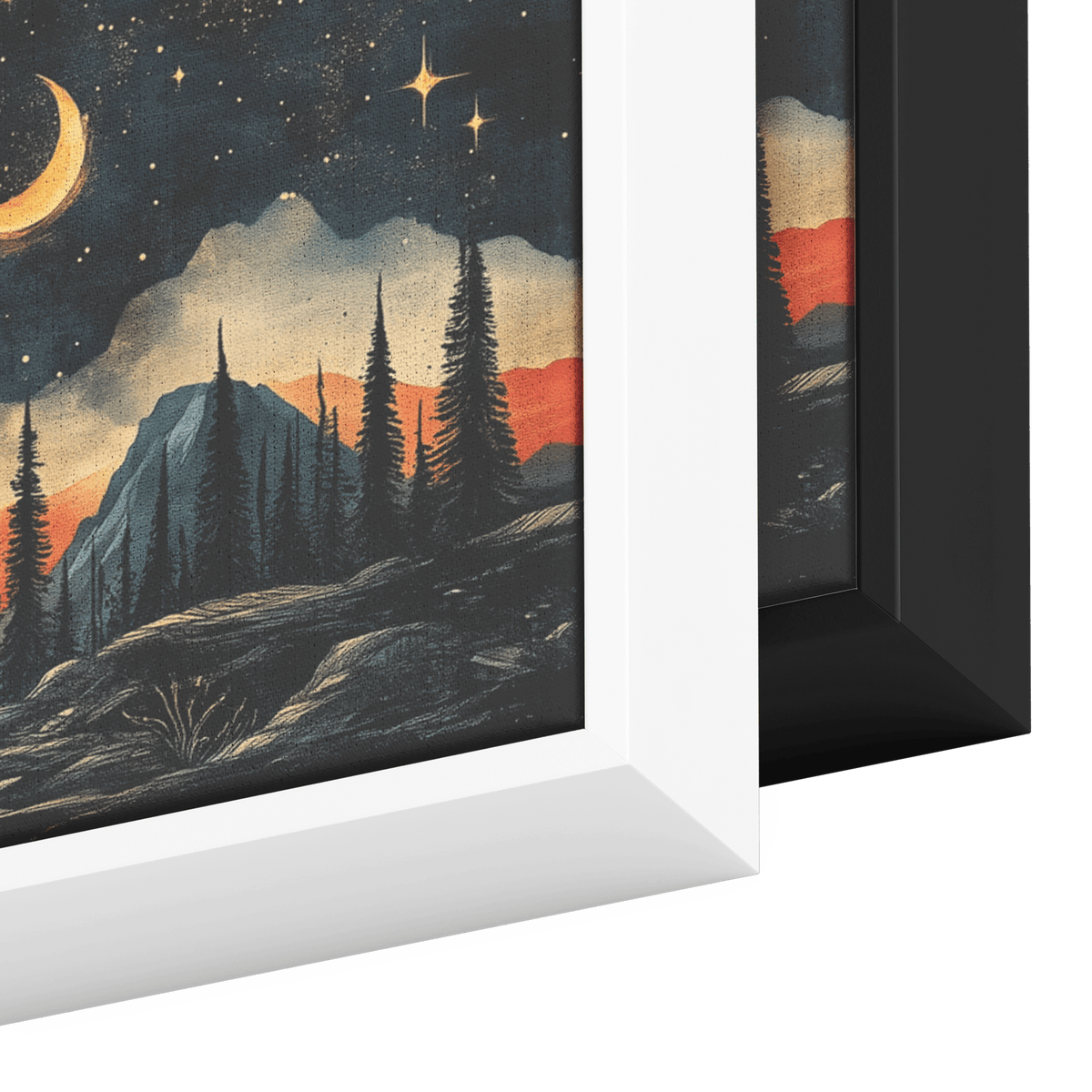 Retro Modern Pattern Crescent Moons Constellations Geometric Arches Desert Tones Ultra High Definition Panoramic Framed Canvas Wall Art - Awakening Righteousness