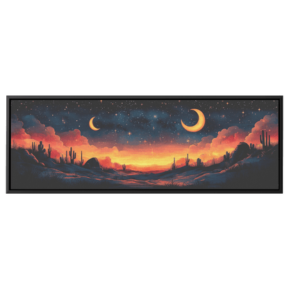 Retro Modern Pattern Crescent Moons Constellations Geometric Arches Desert Tones Ultra High Definition Panoramic Framed Canvas Wall Art - Awakening Righteousness