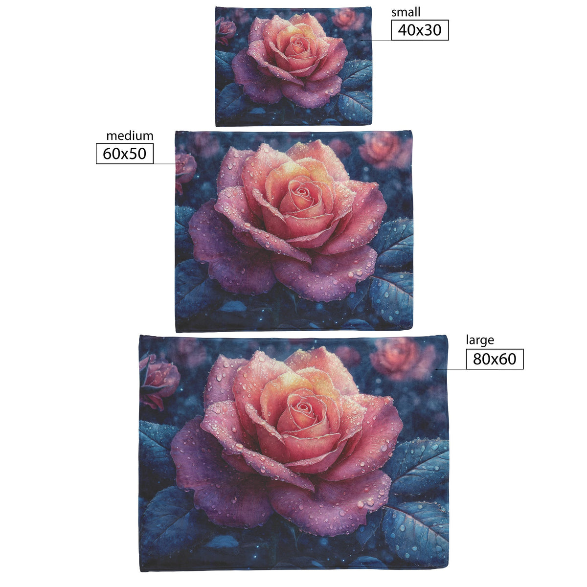 Rose with Dew Drops and Vibrant Petals Cozy Fleece Sherpa Blanket - Awakening Righteousness