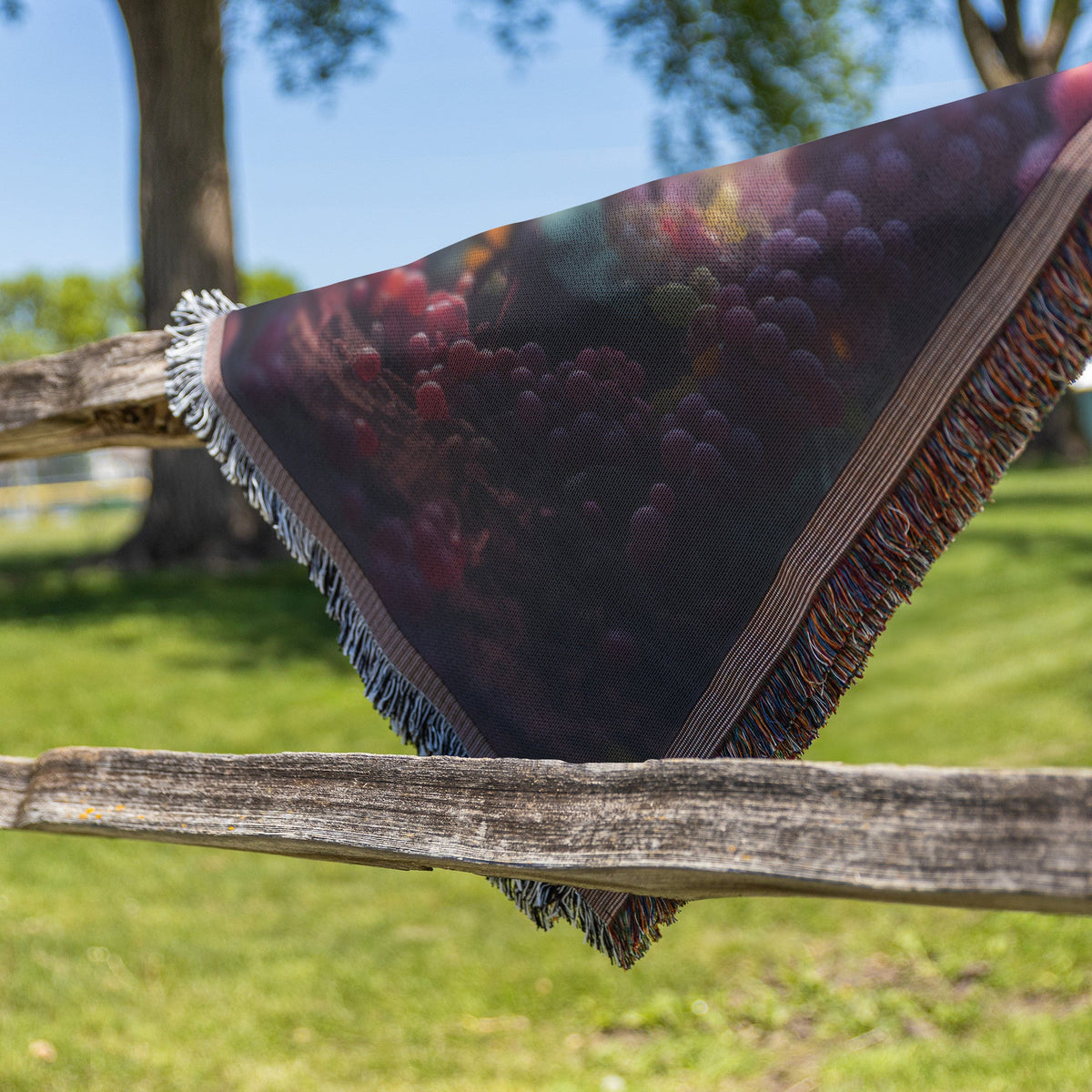 Serene Grapes Growing in Vineyard Orchard with Golden Hour Sunlight Cozy Woven Throw Blanket - Awakening Righteousness