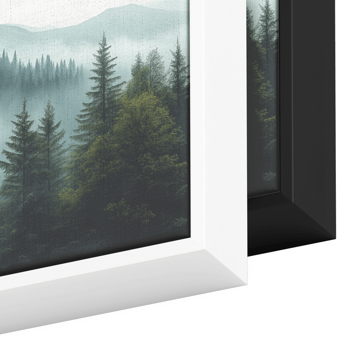 Serene Illustration Mist Covered Rolling Hills Scattered Forests Neutral Gray Cream Tones Ultra High Definition Minimalist Panoramic Framed Canvas Wall Art - Awakening Righteousness