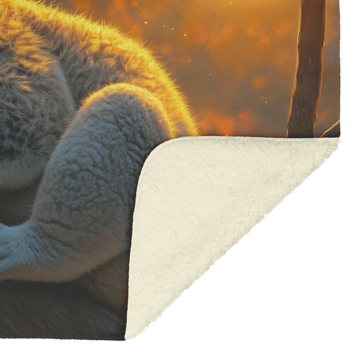 Sleepy Koala Nestled on Tree Branch Under Glowing Full Moon with Soft Silver Highlights Peaceful Fleece Sherpa Blanket - Awakening Righteousness