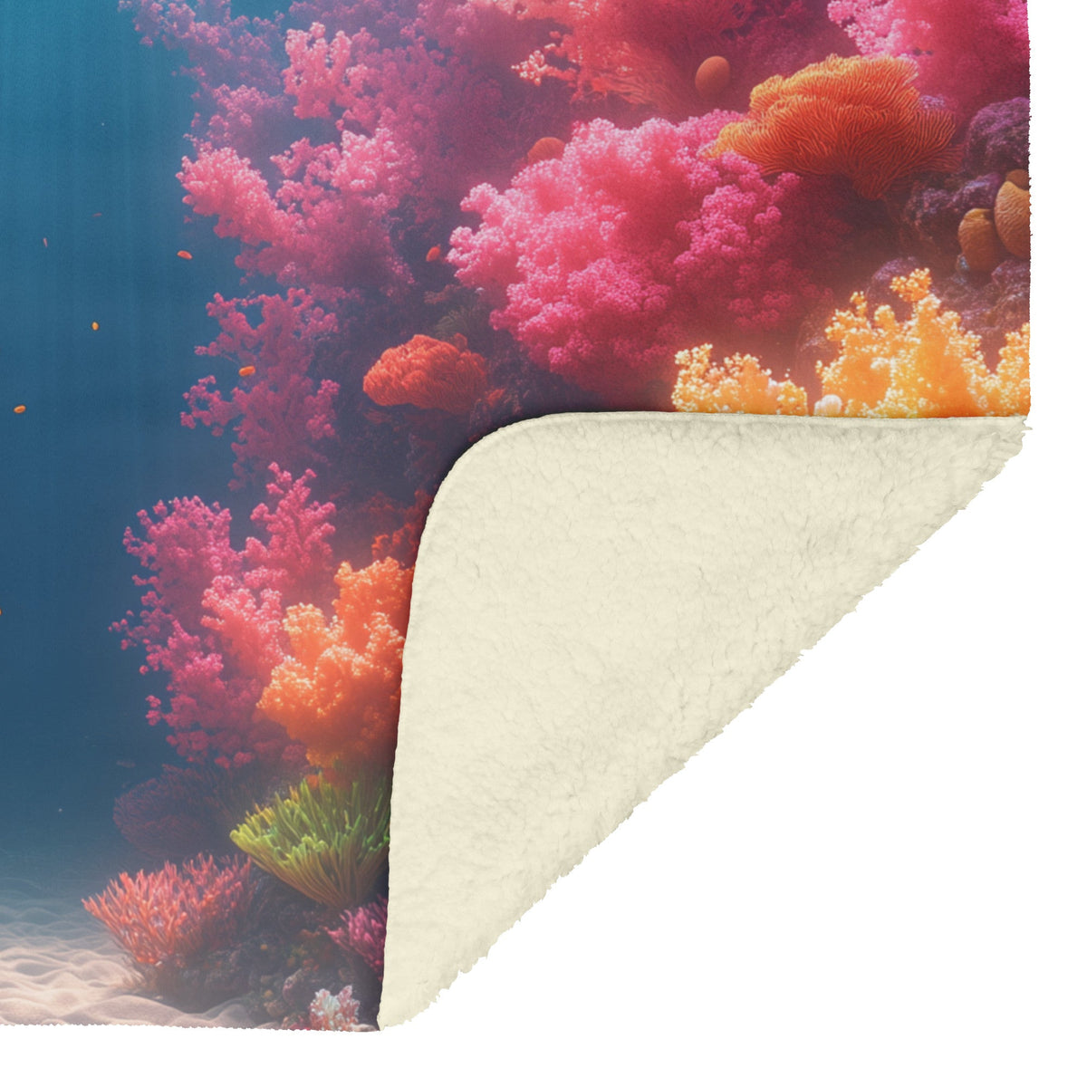 Soft and Cozy Fleece Sherpa Blanket Featuring Vibrant Coral Reef with Tropical Fish for a Calming Ocean Escape - Awakening Righteousness