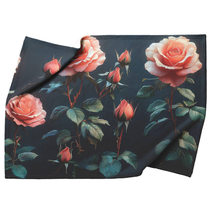 Soft and Cozy Fleece Sherpa Blanket with Vibrant Pink Roses for Elegant Comfort - Awakening Righteousness