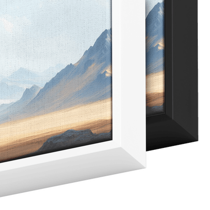 Soft Muted Nature Illustration Flat Plain Distant Mountains Beige Gray Tones Ultra High Definition Refined Textures Panoramic Framed Canvas Wall Art - Awakening Righteousness