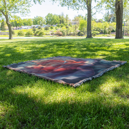 Soft Rose with Delicate Petals and Gentle Glow Woven Throw Blanket for Cozy Home Decor - Awakening Righteousness