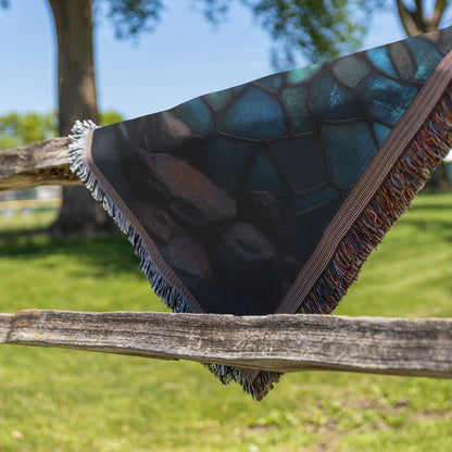 Stained Glass Tree of Life with Cross and Glowing Light Woven Throw Blanket for Cozy Home Decor - Awakening Righteousness