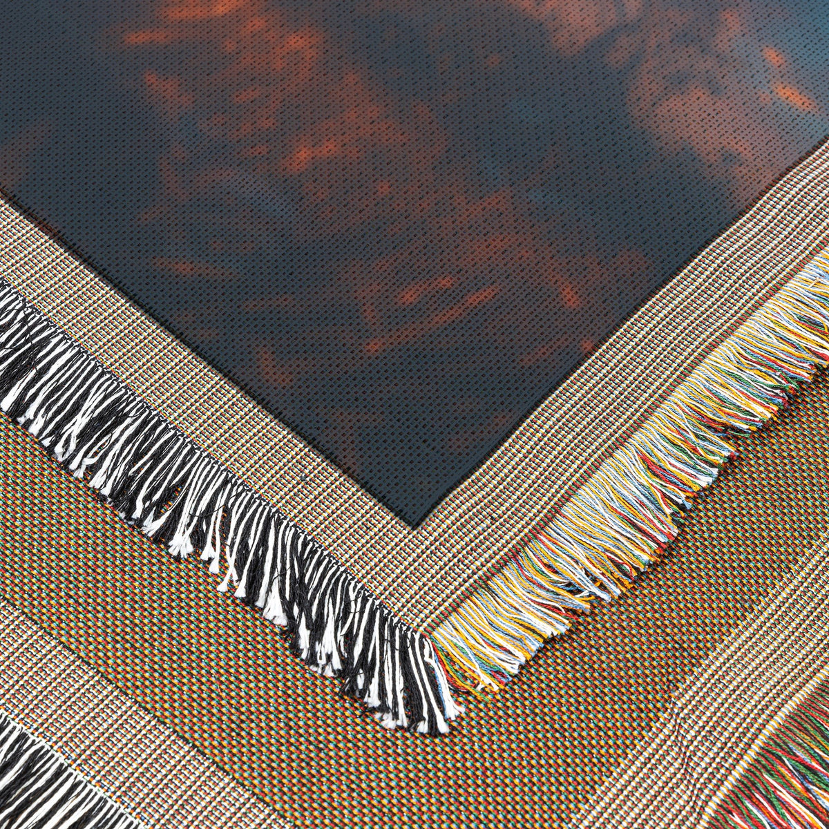 Stargazing Under Crescent Moon Woven Throw Blanket - Awakening Righteousness