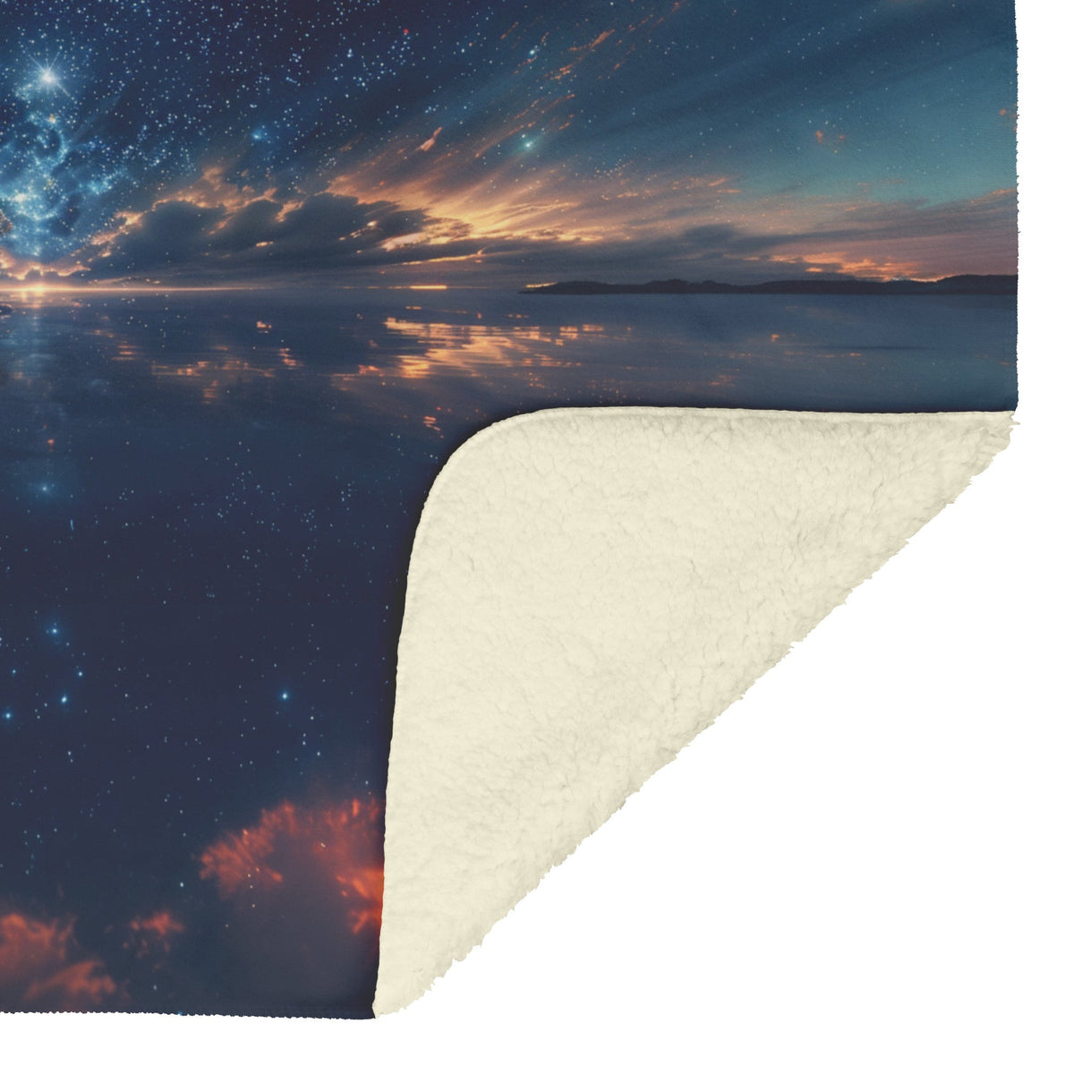 Starlit Sky Reflection Fleece Sherpa Blanket Celestial Night Serenity - Awakening Righteousness