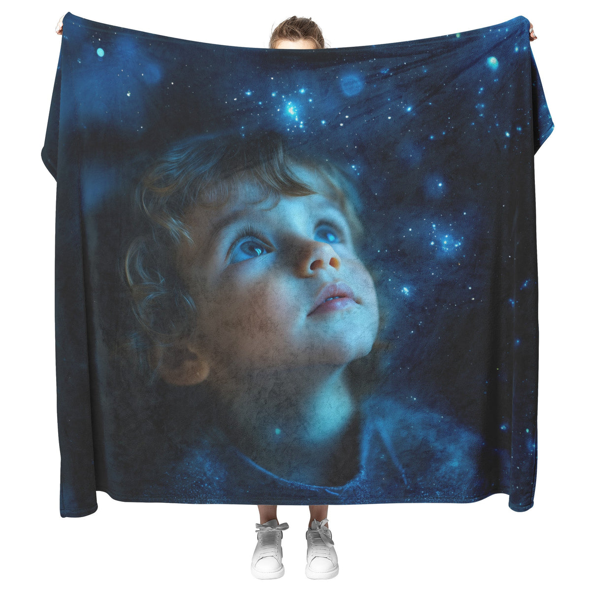 Starlit Wonder Child Fleece Sherpa Blanket Soft Dreamy Nature Inspired Celestial Design - Awakening Righteousness