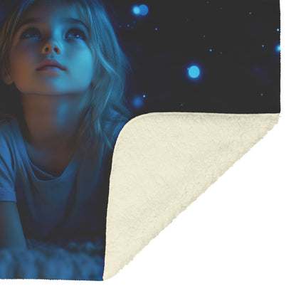 Starry Night Gaze Fleece Sherpa Blanket Soft Dreamy Nature Inspired Celestial Design - Awakening Righteousness