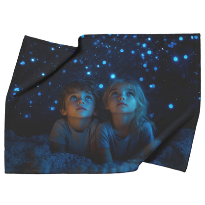 Starry Night Gaze Fleece Sherpa Blanket Soft Dreamy Nature Inspired Celestial Design - Awakening Righteousness