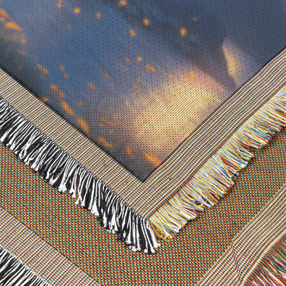 Starry Night Sky Over Mountains and River Scenic Woven Throw Blanket for Cozy Home Decor Tranquil Landscape - Awakening Righteousness