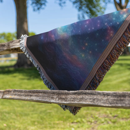 Starry Night Tree of Life Woven Throw Blanket Vibrant Celestial Christian Design - Awakening Righteousness
