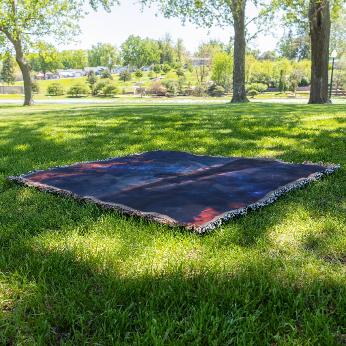 Starry Night Tree Reflection Woven Throw Blanket - Awakening Righteousness