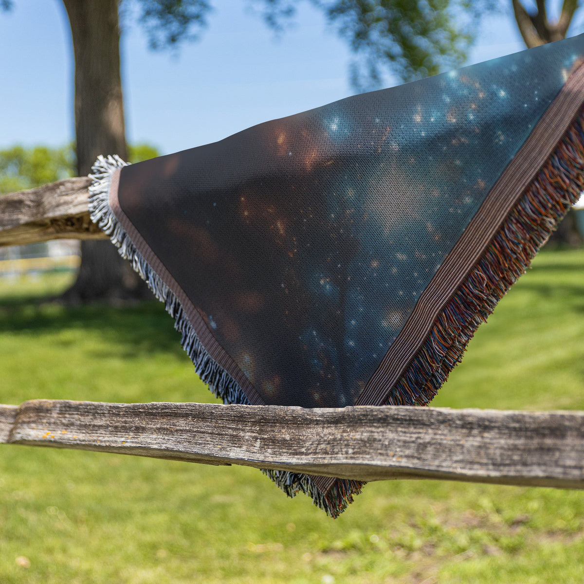 Starry sky wonder child reaching for the stars cosmic dreams woven throw blanket space exploration bedtime decor - Awakening Righteousness