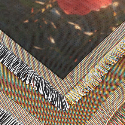 Sunlit Roses in Full Bloom with Soft Glowing Light Woven Throw Blanket for Home Decor - Awakening Righteousness