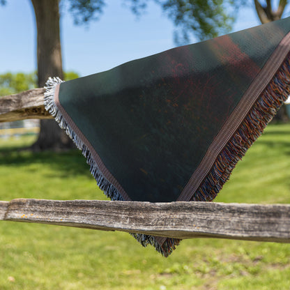 Sunset Cross in Blooming Meadow Woven Throw Blanket - Awakening Righteousness