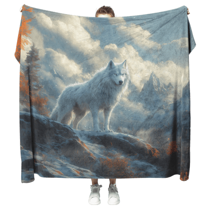 Swift Frostwolf Fleece Sherpa Blanket Frost Mist Silver Snowflakes Snowy Mountain Majestic Fierce WoW Design - Awakening Righteousness